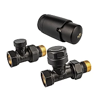 Термостатичний комплект Komfort PRO для радіаторів KFA Armatura 757-030-81-BL чорний