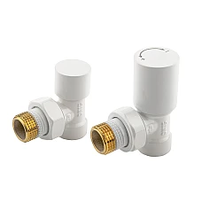 Комплект радіаторних кранів Komfort PRO кутовий KFA Armatura 758-130-44-BL білий