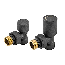 Комплект радіаторних кранів Komfort PRO кутовий KFA Armatura 758-130-61-BL графіт