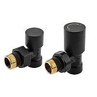 Комплект радіаторних кранів Komfort PRO кутовий KFA Armatura 758-130-81-BL чорний