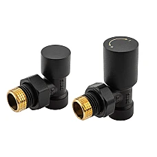 Комплект радіаторних кранів Komfort PRO кутовий KFA Armatura 758-130-81-BL чорний