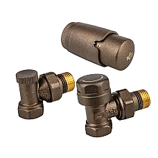 Термостатичний комплект кутовий Komfort PRO для радіаторів KFA Armatura 757-130-19-BL мідь