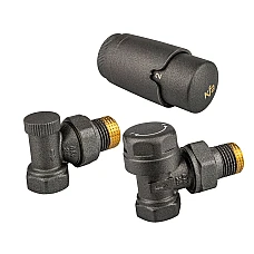 Термостатичний комплект кутовий Komfort PRO для радіаторів KFA Armatura 757-130-61-BL графіт