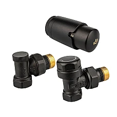 Термостатичний комплект кутовий Komfort PRO для радіаторів KFA Armatura 757-130-81-BL чорний