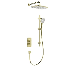 Душевая система скрытого монтажа с термостатом KFA ARMATURA MALAGA 5759-301-31 матовое золото