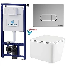 Інсталяція Koller Pool Dune 1200SL + Orion Cosmo панель змиву + підвісний унітаз Kvadro з сидінням Soft-close (змив Tornado)