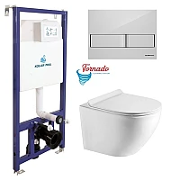 Инсталляция Koller Pool Dune 1200SL + Neon панель смыва KP-226-003 + подвесной унитаз ROUND с сиденьем Soft-close (смыл Tornado 3.0)