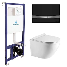 Инсталляция Koller Pool Dune 1200SL + Integro Cosmo панель смыва KP-229-004 + подвесной унитаз ROUND с сиденьем Soft-close (смыл Tornado 3.0)