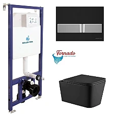 Инсталляция Koller Pool Dune 1200SL + Neon панель смыва + подвесной унитаз KVADRO с сиденьем Soft-close (смыв Торнадо)