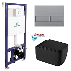 Інсталяція Koller Pool Dune 1200SL + Neon панель змиву + підвісний унітаз KVADRO START з сидінням Soft-close (змив Торнадо)