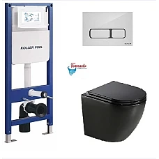 Інсталяція Koller Pool AQUA LINE + EDGE панель змиву + підвісний унітаз ROUND з сидінням Soft-close (змив Tornado)