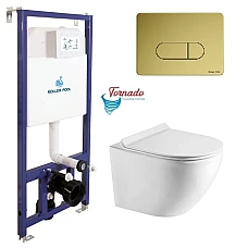 Інсталяція Koller Pool Dune 1200SL + Orion Cosmo панель змиву + підвісний унітаз Round Smart з сидінням Soft-close (змив Tornado 3.0)