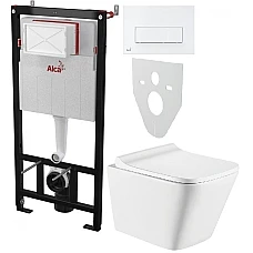 Інсталяція AlcaPlast 4в1 AM101/1120 з унітазом TREND з білою прямокутною кнопкою M570