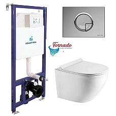 Інсталяція Koller Pool Dune 1200SL + Kvadro Arc панель змиву + підвісний унітаз ROUND з сидінням Soft-close (змив Tornado 3.0)