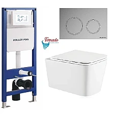 Інсталяція Koller Pool AQUA LINE + TWIST панель змиву + підвісний унітаз KVADRO з сидінням Soft-close ( змив Tornado )