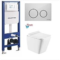 Инсталляция Koller Pool AQUA LINE + TWIST панель смыва + подвесной унитаз TREND с сиденьем Soft-close ( смыл Tornado )