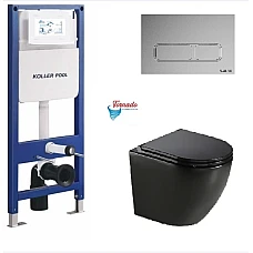 Інсталяція Koller Pool AQUA LINE + EDGE панель змиву + підвісний унітаз ROUND з сидінням Soft-close ( змив Tornado )