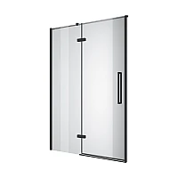 Душові двері відкривні, двоелементні, безпрофільні Cube 1000*1950мм, black matt, скло 6мм clear