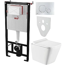 Інсталяція AlcaPlast 4в1 AM101/1120 з унітазом TREND з круглою хромованою кнопкою M671