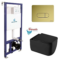 Инсталляция Koller Pool Dune 1200SL + Orion Cosmo панель смыва + подвесной унитаз KVADRO START с сиденьем Soft-close (смыв Торнадо)