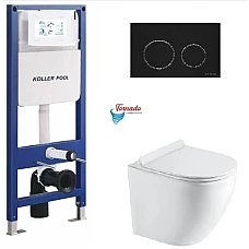 Інсталяція Koller Pool AQUA LINE + TWIST панель змиву + підвісний унітаз ROUND з сидінням Soft-close (змив Tornado 3.0)