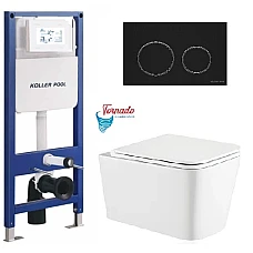 Інсталяція Koller Pool AQUA LINE + TWIST панель змиву + підвісний унітаз KVADRO з сидінням Soft-close ( змив Tornado )