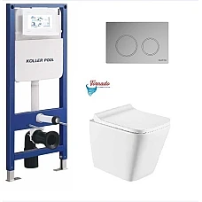 Інсталяція KollerPool AQUA LINE + TWIST панель змиву + підвісний унітаз TREND з сидінням Soft-close ( змив Tornado )