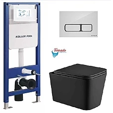 Инсталляция Koller Pool AQUA LINE + EDGE панель смыва + подвесной унитаз KVADRO с сиденьем Soft-close (смыв Tornado)