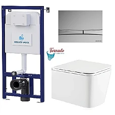 Инсталляция Koller Pool Dune 1200SL + Integro Cosmo панель смыва + подвесной унитаз Kvadro Tornado