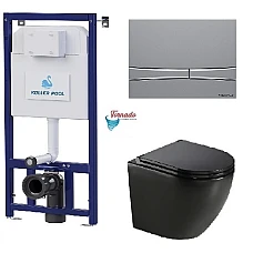 Инсталляция Koller Pool Dune 1200SL + Integro Cosmo панель смыва + подвесной унитаз ROUND с сиденьем Soft-close (смыв Торнадо)