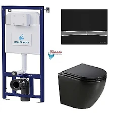 Інсталяція Koller Pool Dune 1200SL + Іntegro Cosmo панель змиву + підвісний унітаз ROUND з сидінням Soft-close (змив Торнадо)
