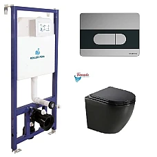 Інсталяція Koller Pool Dune 1200SL + Orion панель змиву + підвісний унітаз ROUND з сидінням Soft-close (змив Торнадо)