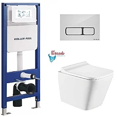 Інсталяція Koller Pool AQUA LINE + EDGE панель змиву + підвісний унітаз TREND з сидінням Soft-close (змив Tornado 3.0)