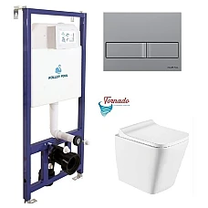 Инсталляция Koller Pool Dune 1200SL + Neon панель смыва + подвесной унитаз TREND с сиденьем Soft-close (смыв Торнадо)