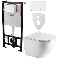 Инсталляция AlcaPlast 4в1 AM101/1120 с унитазом ROUND SMART с белой круглой кнопкой M670