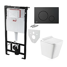 Інсталяція AlcaPlast 4в1 AM101/1120 з унітазом TREND з чорною матовою кнопкою управління M678