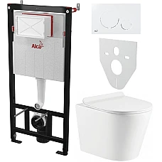 Инсталляция  AlcaPlast 4в1 AM101/1120 с унитазом ORION с белой круглой кнопкой M670