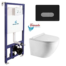 Инсталляция Koller Pool Dune 1200SL + Orion Cosmo панель смыва + подвесной унитаз Round Smart с сиденьем Soft-close (смыл Tornado 3.0)