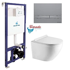 Инсталляция Koller Pool Dune 1200SL + Integro Cosmo панель смыва + подвесной унитаз ROUND с сиденьем Soft-close (смыв Торнадо)