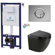 Інсталяція Koller Pool Dune 1200SL + Kvadro Arc панель змиву + підвісний унітаз ROUND з сидінням Soft-close (змив Торнадо)