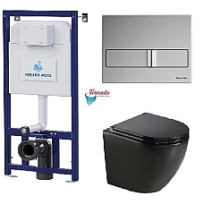Інсталяція Koller Pool Dune 1200SL + Neon панель змиву + підвісний унітаз ROUND з сидінням Soft-close (змив Торнадо)