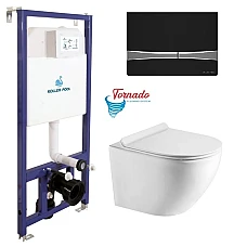 Інсталяція Koller Pool Dune 1200SL + Іntegro Cosmo панель змиву + підвісний унітаз Round Smart з сидінням Soft-close (змив Tornado 3.0)