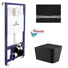 Инсталляция Koller Pool Dune 1200SL + Integro Cosmo панель смыва + подвесной унитаз KVADRO с сиденьем Soft-close (смыв Торнадо)