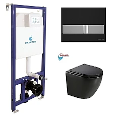 Инсталляция Koller Pool Dune 1200SL + Neon панель смыва + подвесной унитаз ROUND с сиденьем Soft-close (смыв Торнадо)