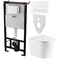 Інсталяція AlcaPlast 4в1 AM101/1120 з унітазом ORION з білою прямокутною кнопкою M570