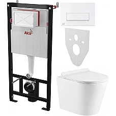 Інсталяція AlcaPlast 4в1 AM101/1120 з унітазом ORION з білою прямокутною кнопкою M570