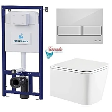 Інсталяція Koller Pool Dune 1200SL + Neon панель змиву + підвісний унітаз Kvadro з сидінням Soft-close (змив Tornado)