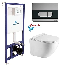 Інсталяція Koller Pool Dune 1200SL + Orion панель змиву + підвісний унітаз Round Smart з сидінням Soft-close ( змив Tornado 3,0 )