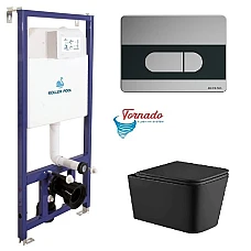 Інсталяція Koller Pool Dune 1200SL + Orion панель змиву + підвісний унітаз KVADRO з сидінням Soft-close (змив Торнадо)