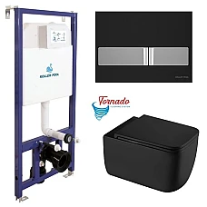 Инсталляция Koller Pool Dune 1200SL + Neon панель смыва + подвесной унитаз KVADRO START с сиденьем Soft-close (смыв Торнадо)